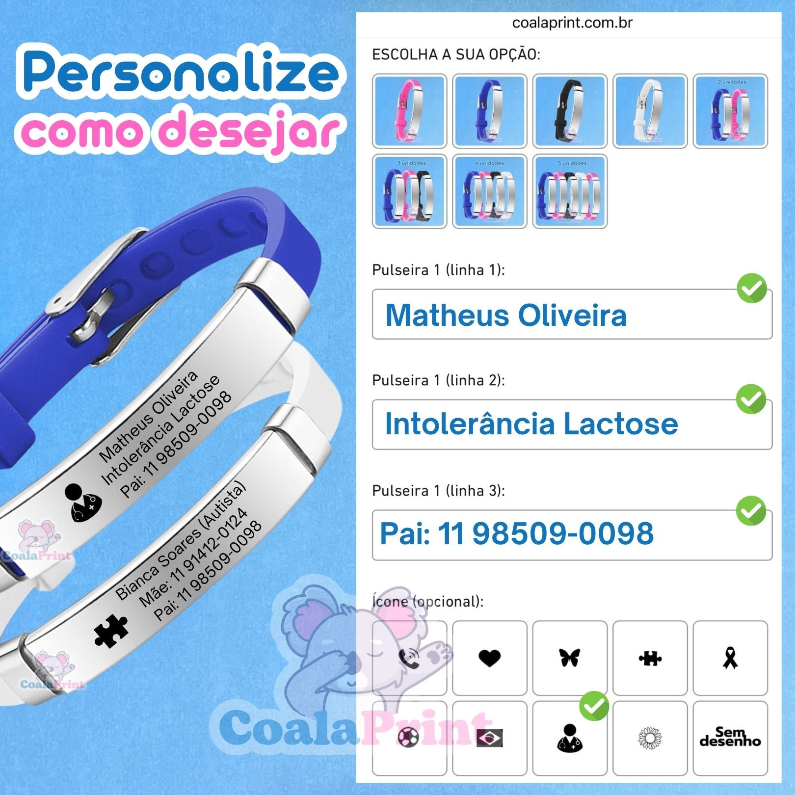 Pulseira Personalizada + Brinde Especial